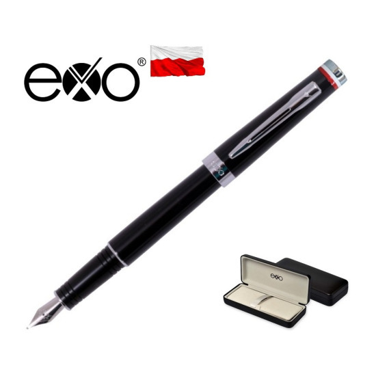 EXO Flaga Polska, black, Fountain pen, premium box